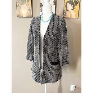 Zara Black Tweed Longline Coat
